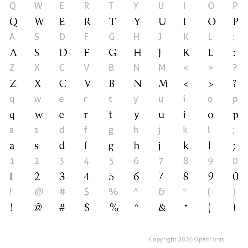 Character Map of Divona Regular