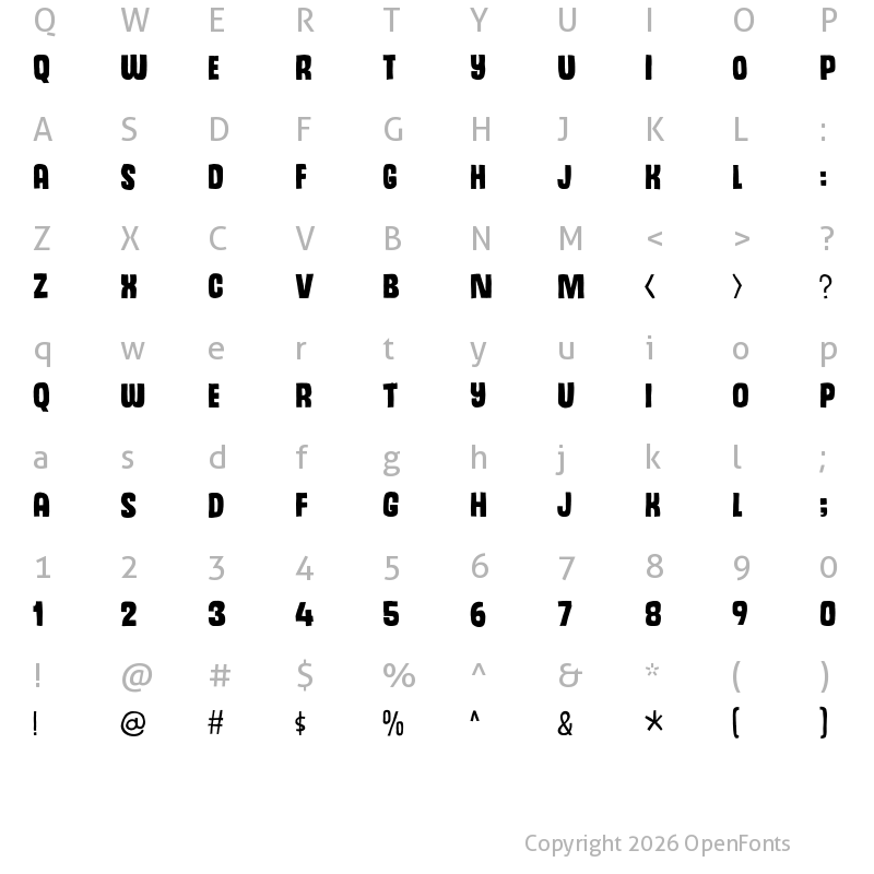 Character Map of Dizzy Edge DEMO Regular