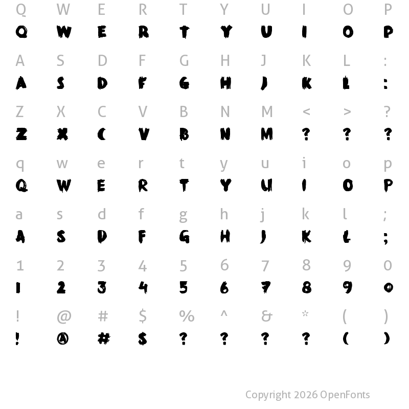 Character Map of DK Black Mark Regular