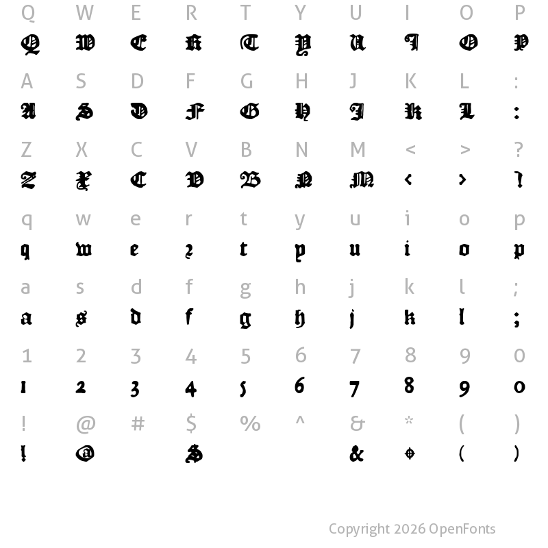 Character Map of DK Courant Regular