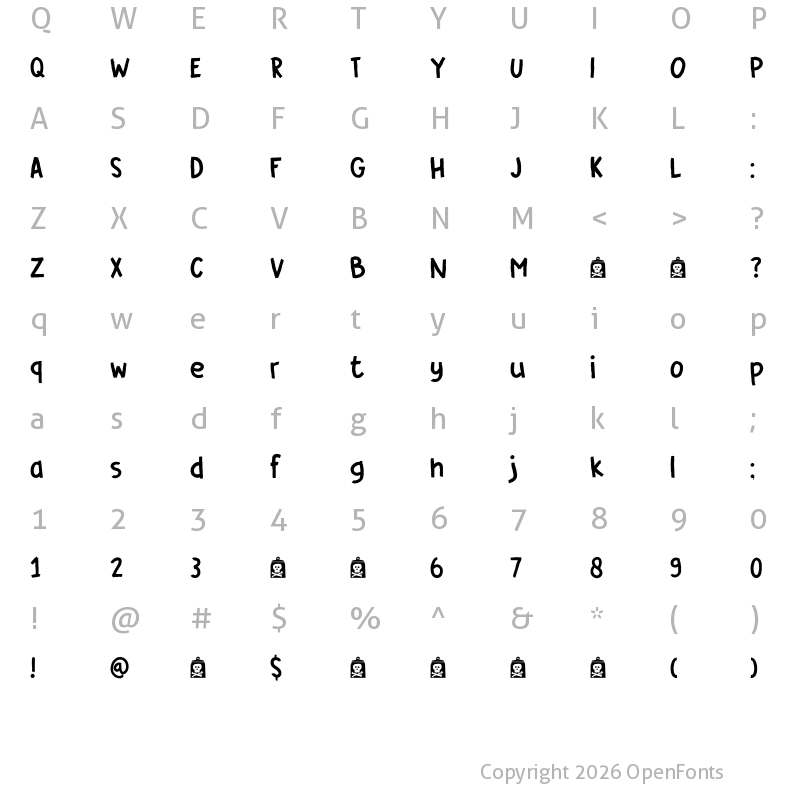 Character Map of DK Cover Up Regular