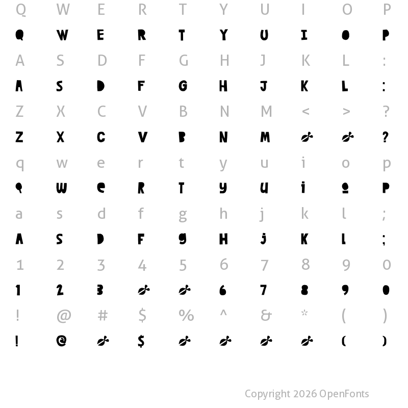 Character Map of DK Cut Along Regular