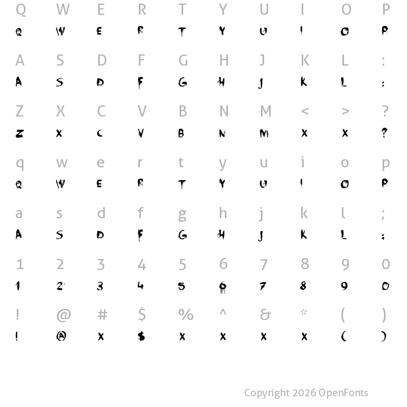 Character Map of DK Face Your Fears Regular
