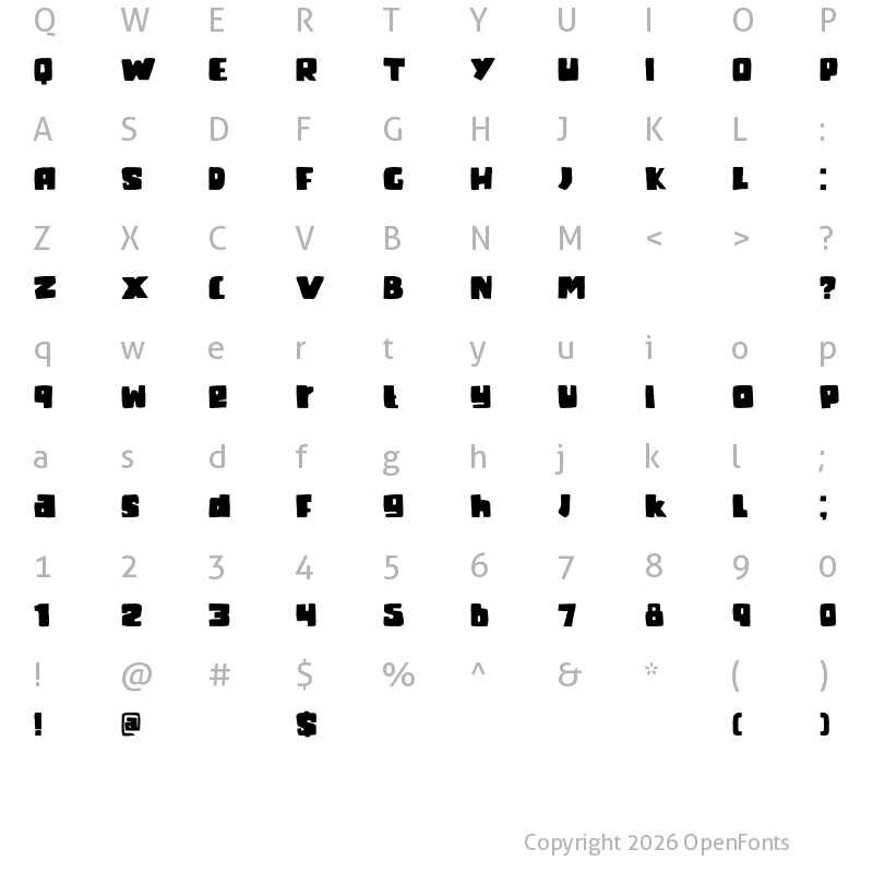 Character Map of DK Fat Kitty Kat Regular