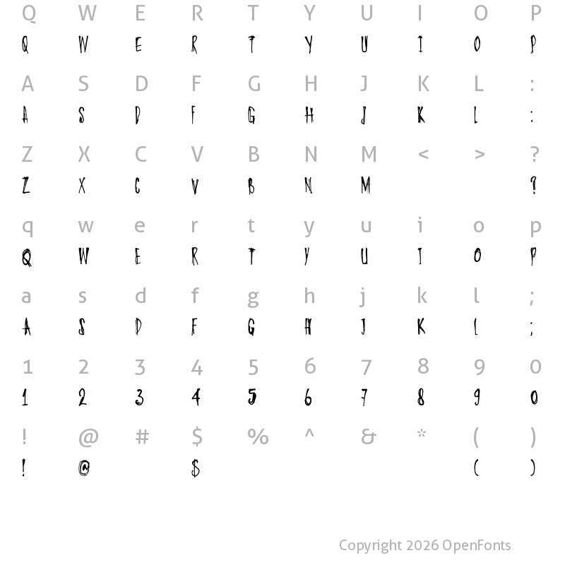 Character Map of DK Oyukis Ghost Regular