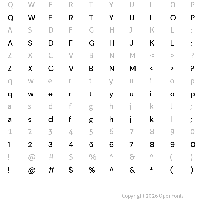 Character Map of DM Sans Medium