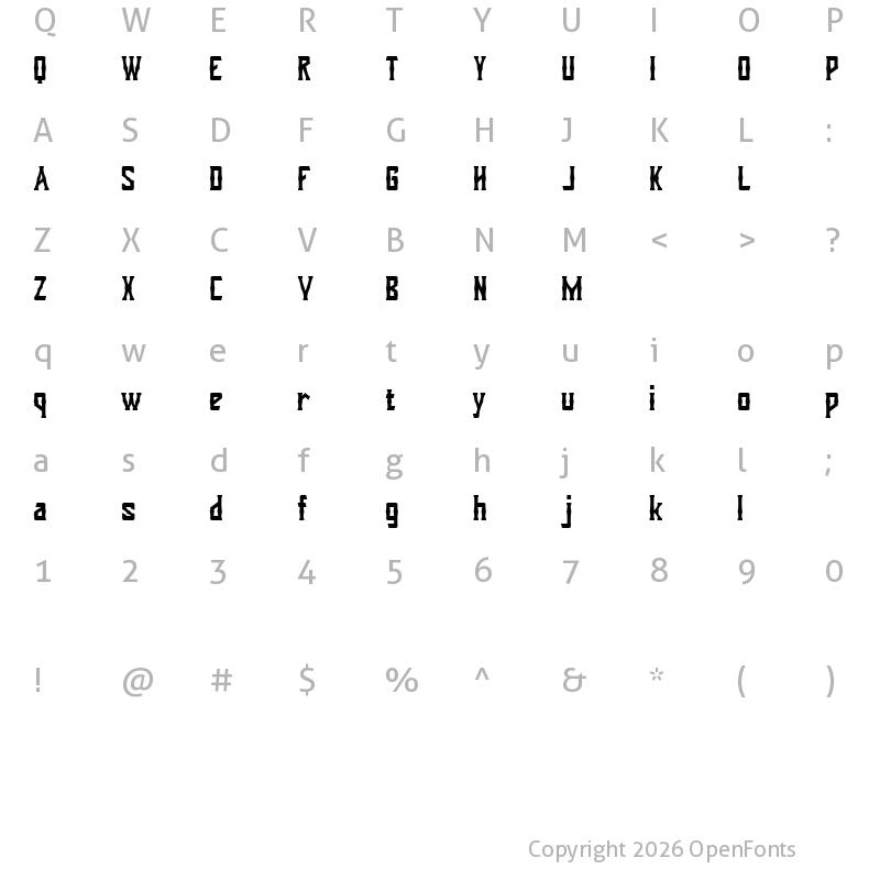 Character Map of Dohong Kaliba Free Version Regular