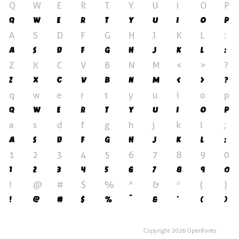 Character Map of Dokter Monstro Semi-Italic Semi-Italic