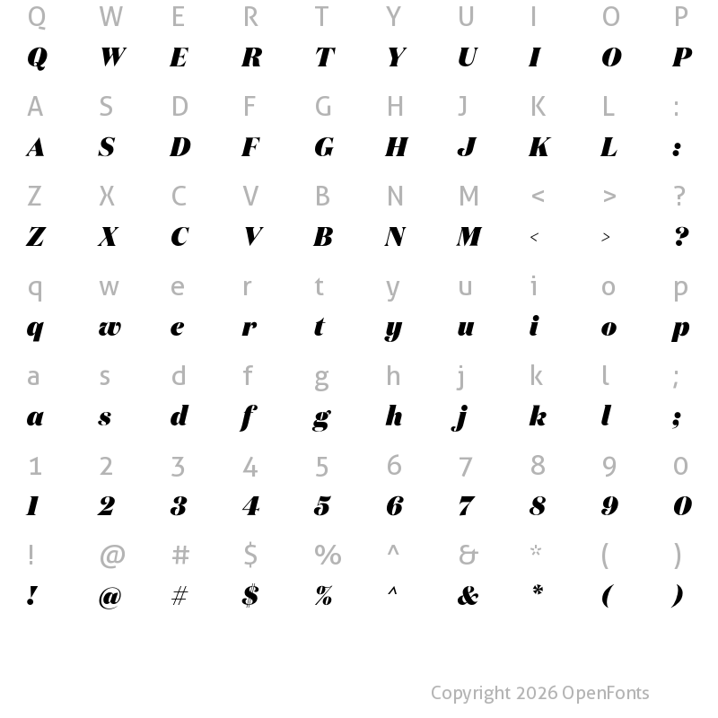 Character Map of Domaine Display Narrow Black Italic