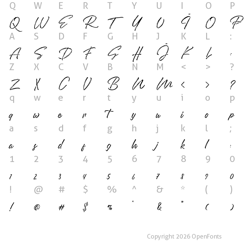 Character Map of Domillion Brush Regular