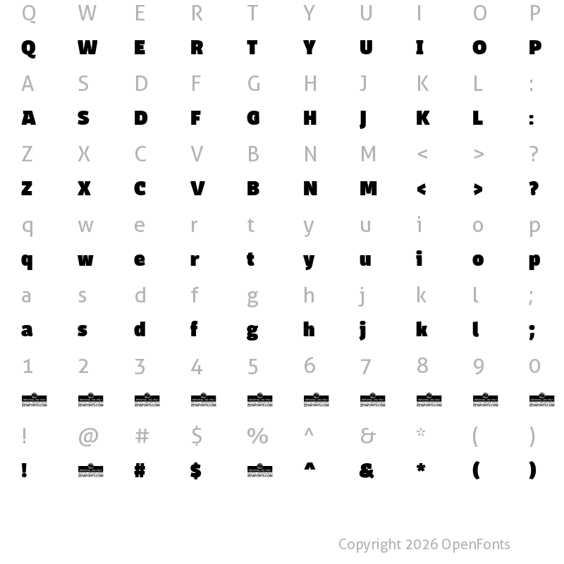 Character Map of Domotika Trial Black