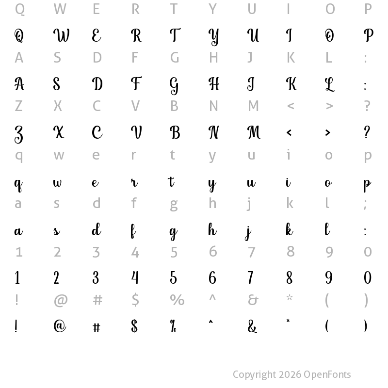 Character Map of Donalia Regular