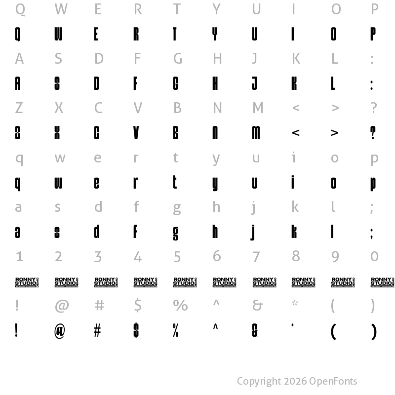 Character Map of Dongpora DEMO Regular