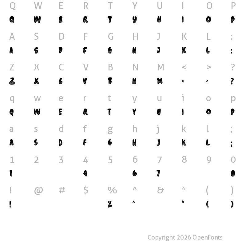 Character Map of Donut Know Regular
