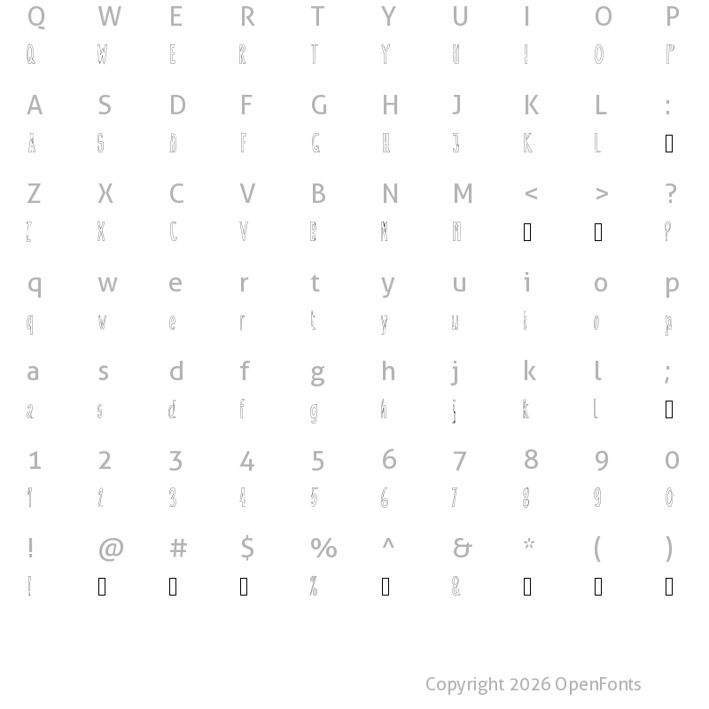 Character Map of Doozy Medium