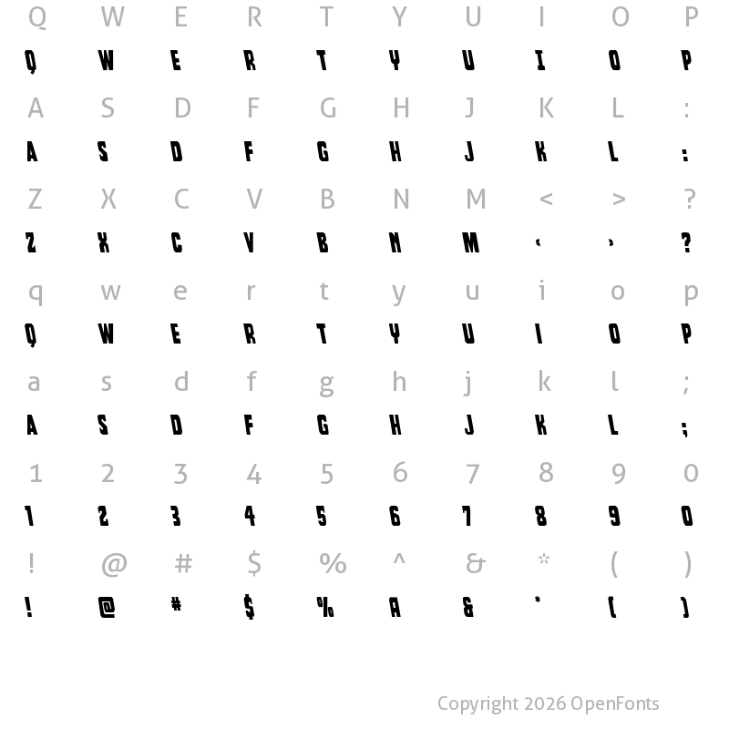 Character Map of Dorian Gore Semi-Leftalic Regular