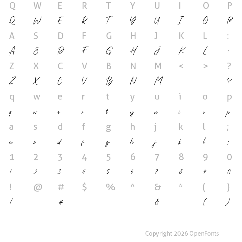 Character Map of Dorothy Regular