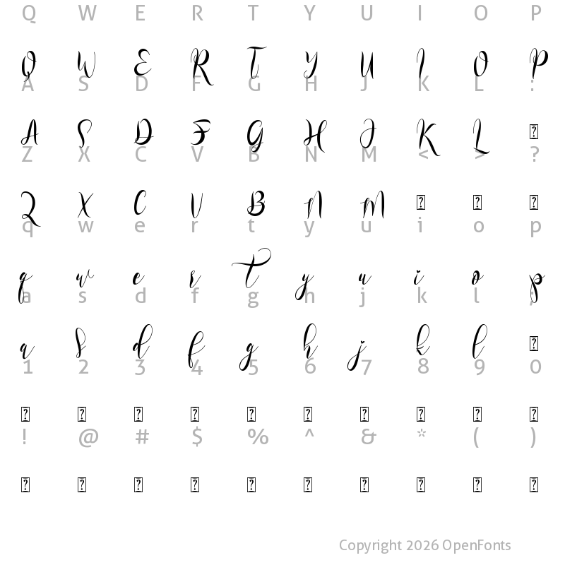 Character Map of Dorothy Spring Regular