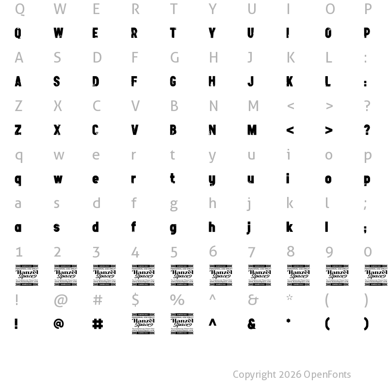 Character Map of Double Tracker Regular
