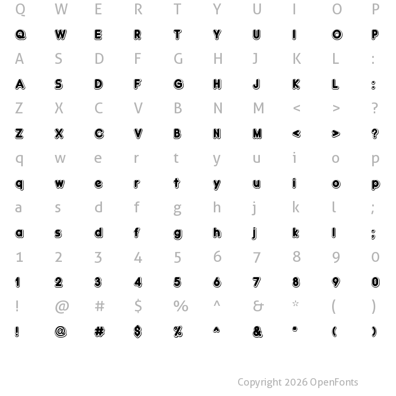 Character Map of Double?Bubble Shadow Regular