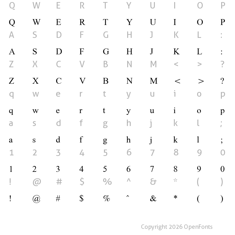 Character Map of Doulos SIL Regular