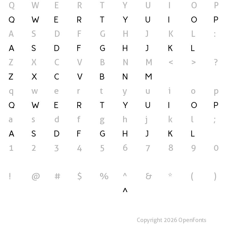 Character Map of Douxtres Regular