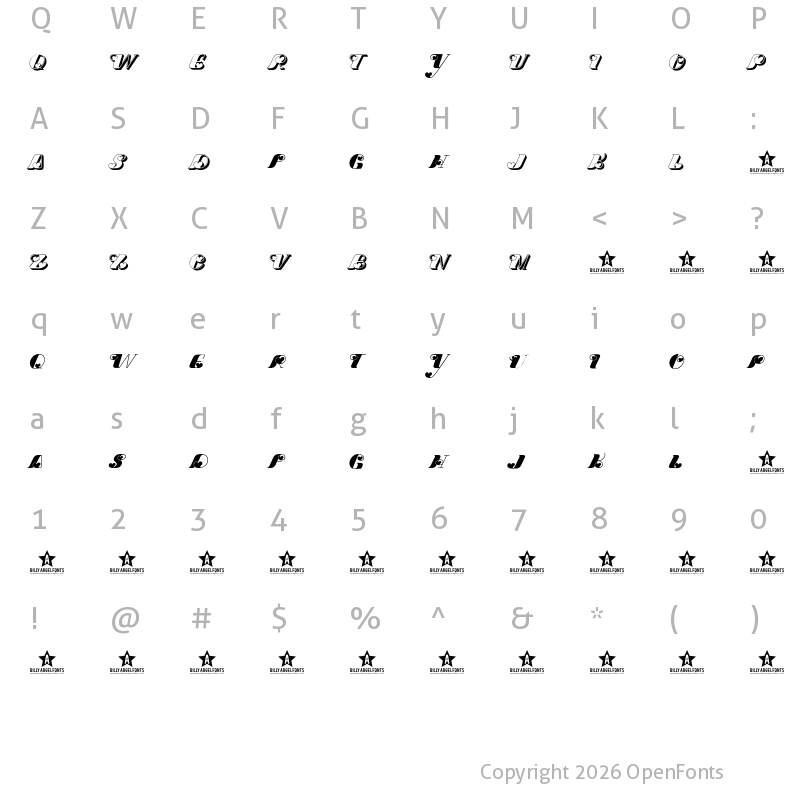 Character Map of Dove Love Regular