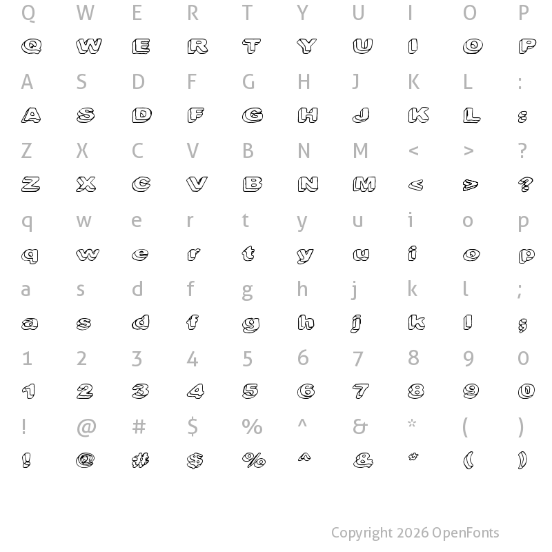 Character Map of Downleft Regular