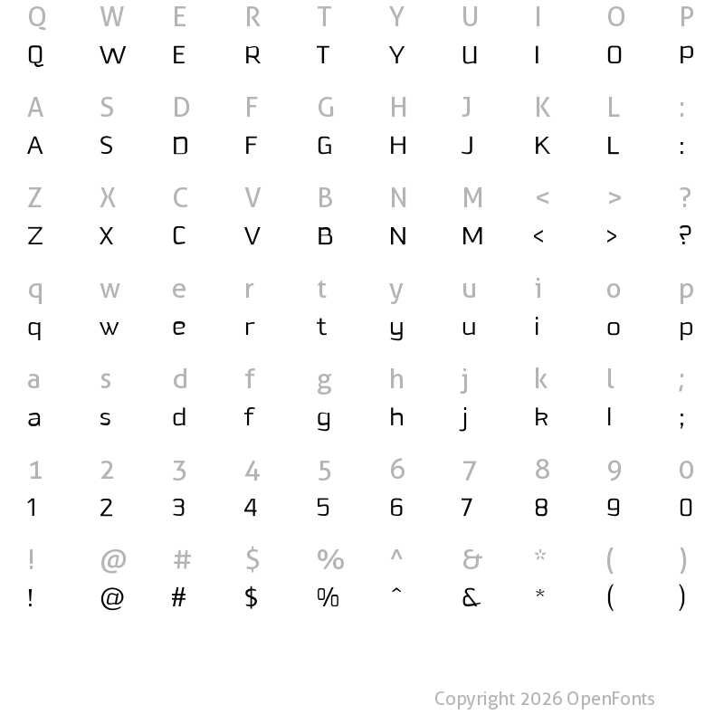 Character Map of Downtempo Light Regular