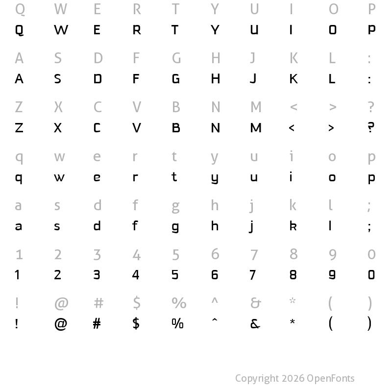 Character Map of Downtempo Medium Regular