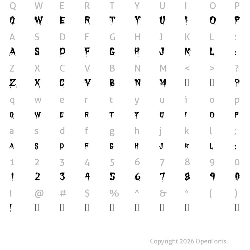 Character Map of Dracula Regular