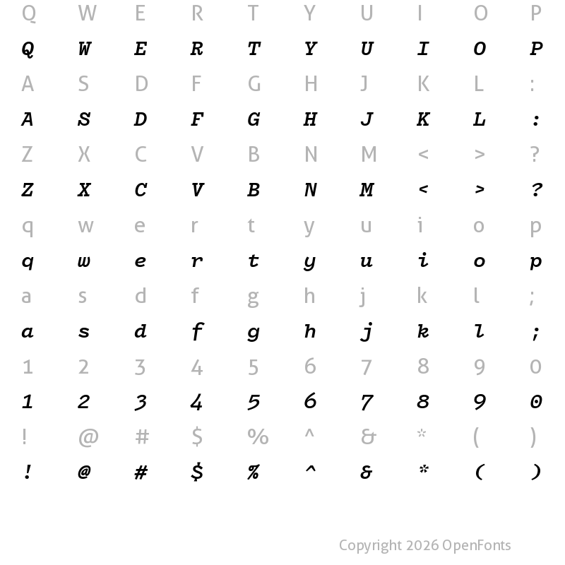 Character Map of Drafting* Mono SemiBold Italic