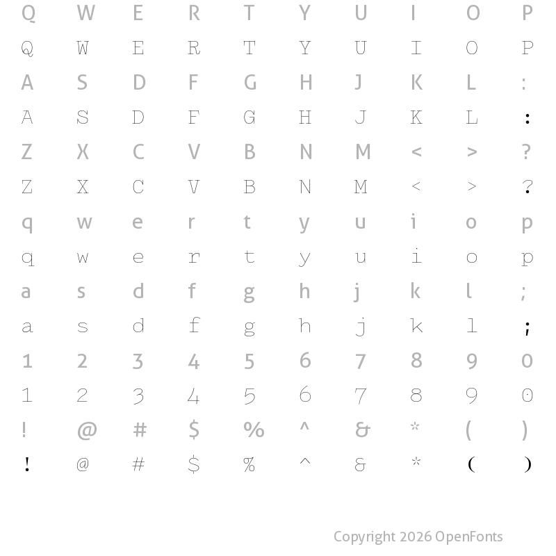 Character Map of Drafting* Mono Thin