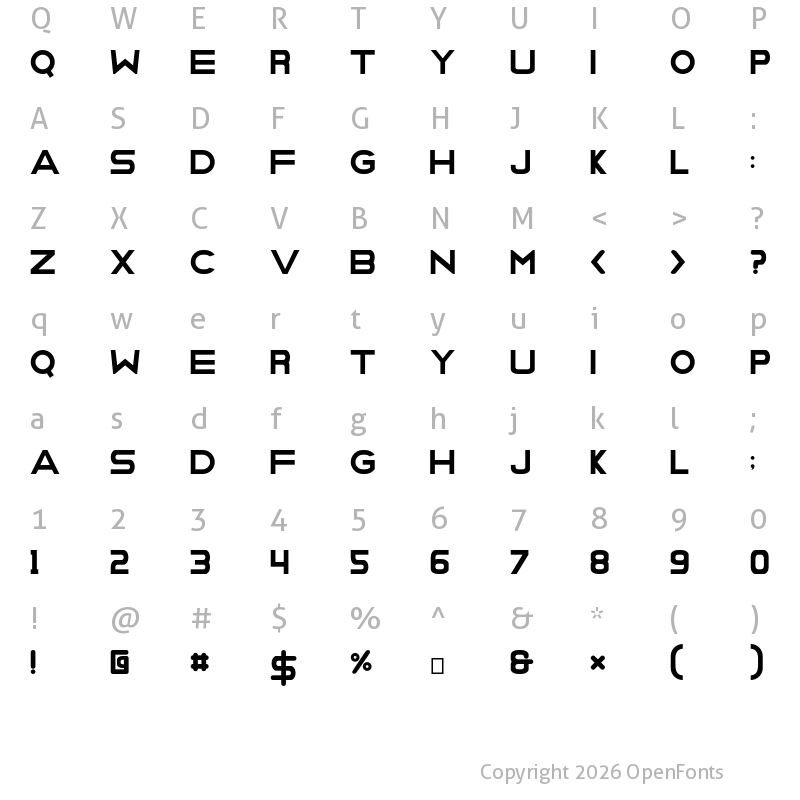 Character Map of Dragon Shadow Regular