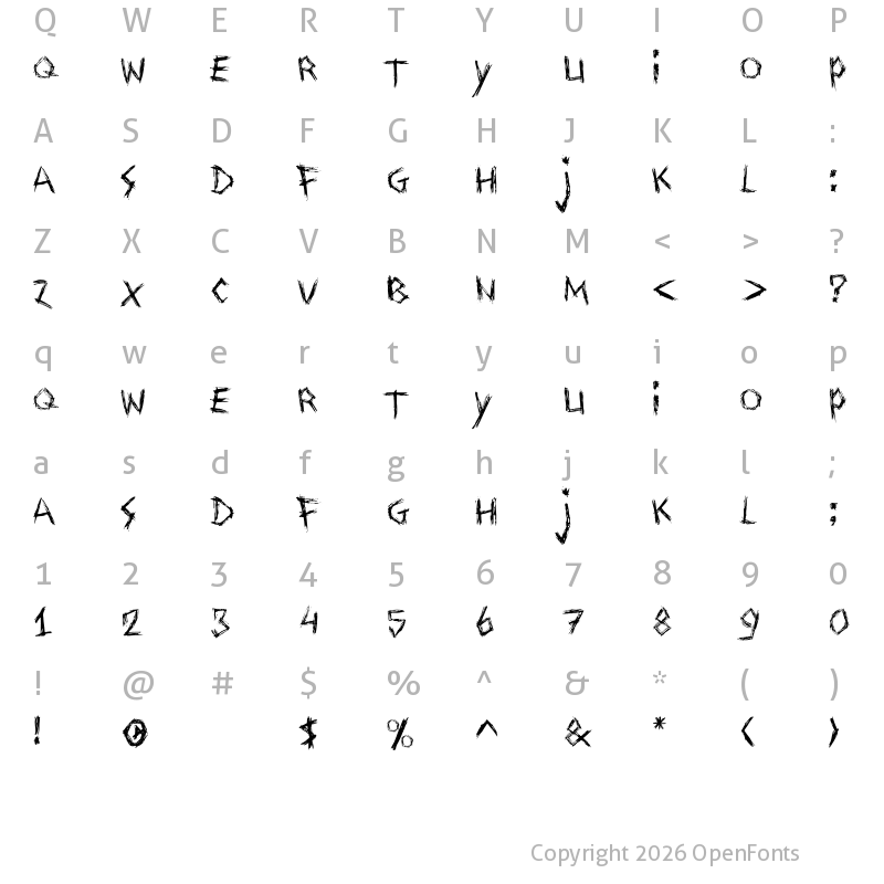 Character Map of Drawing Blood Regular