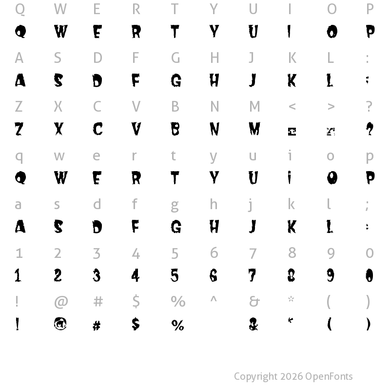 Character Map of Dread Regular