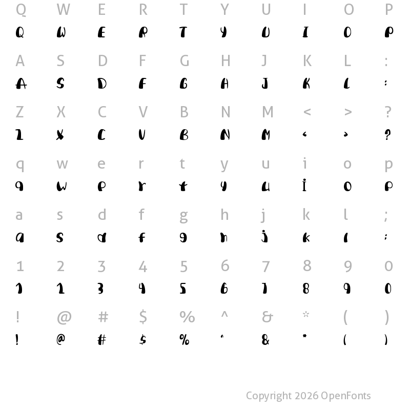 Character Map of Dream Colorfull Regular
