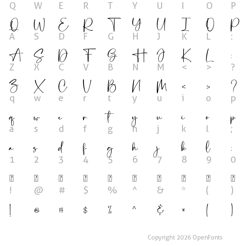 Character Map of Dream Girl Regular