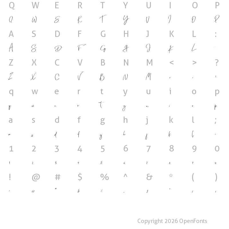 Character Map of Dream of spring Regular