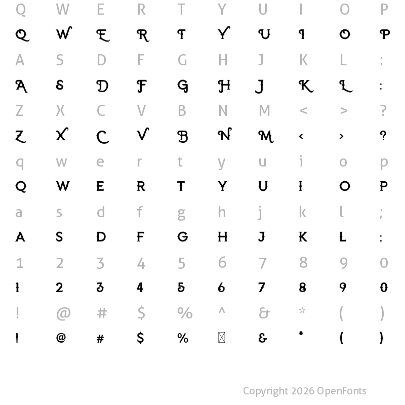 Character Map of Dream Quacker Regular