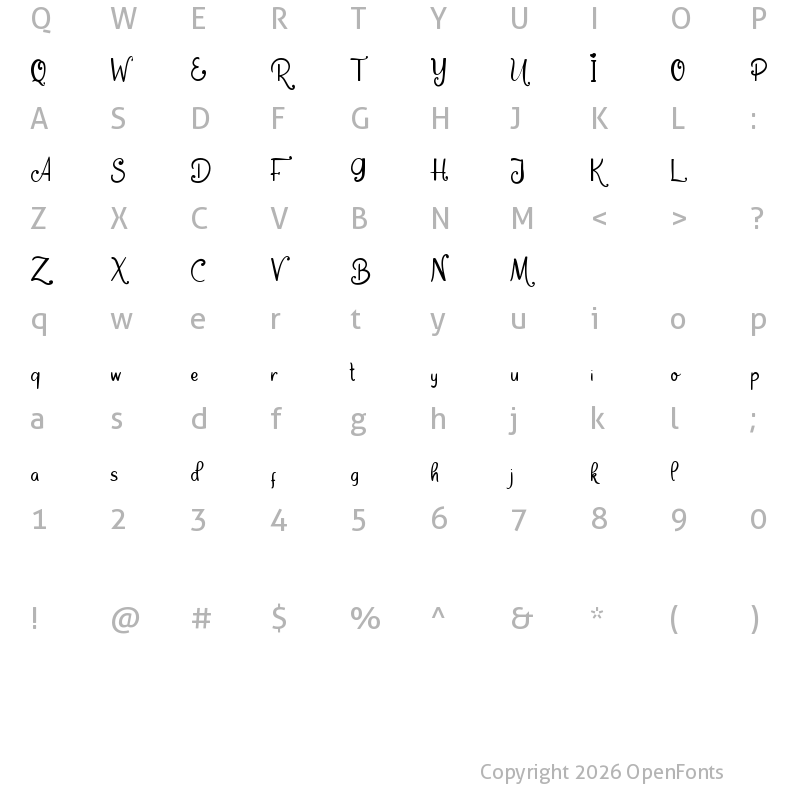 Character Map of Dream Unicorn Regular