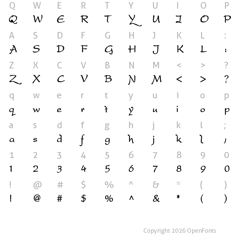 Character Map of DreamerOne Bold