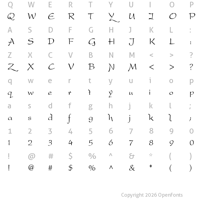 Character Map of DreamerOne Regular