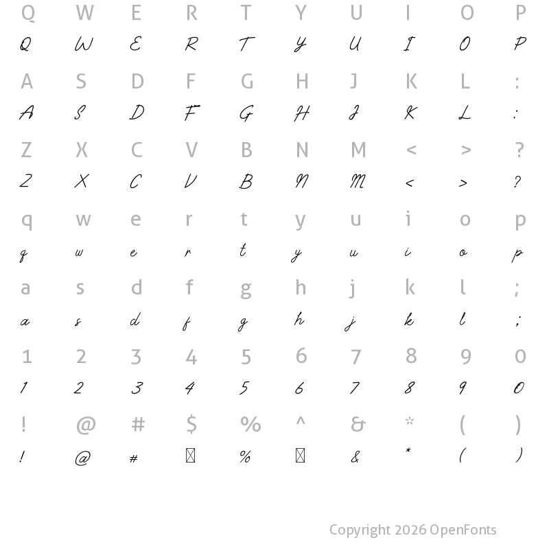 Character Map of Drepton Olina Regular