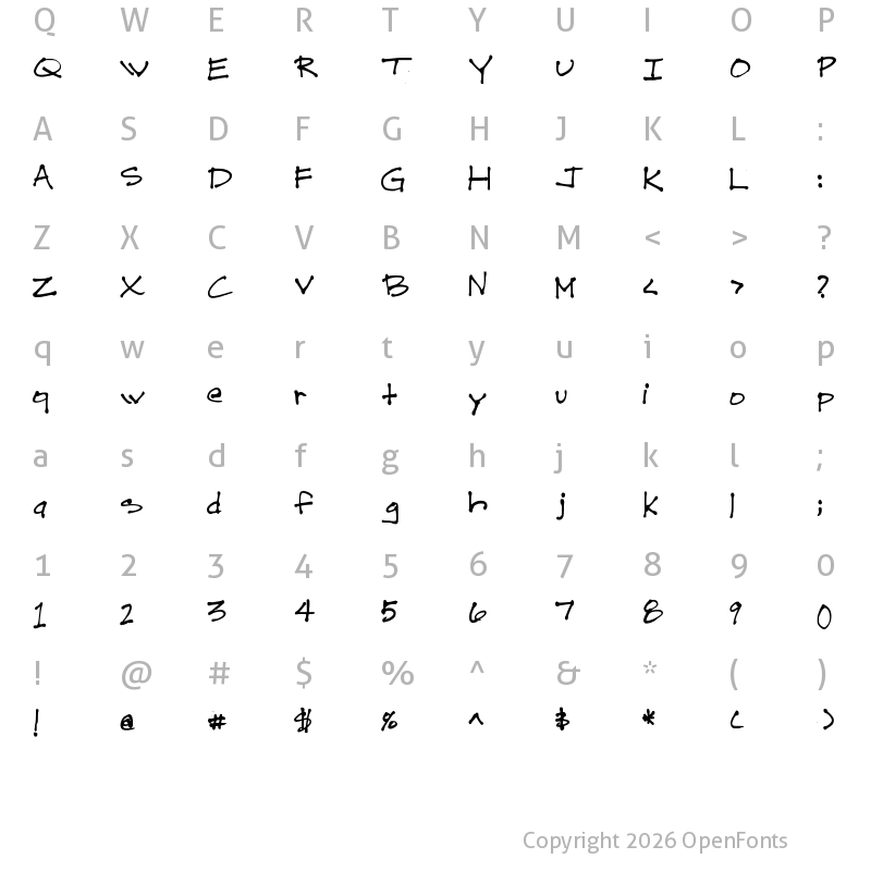 Character Map of Drew Hand 1 Medium