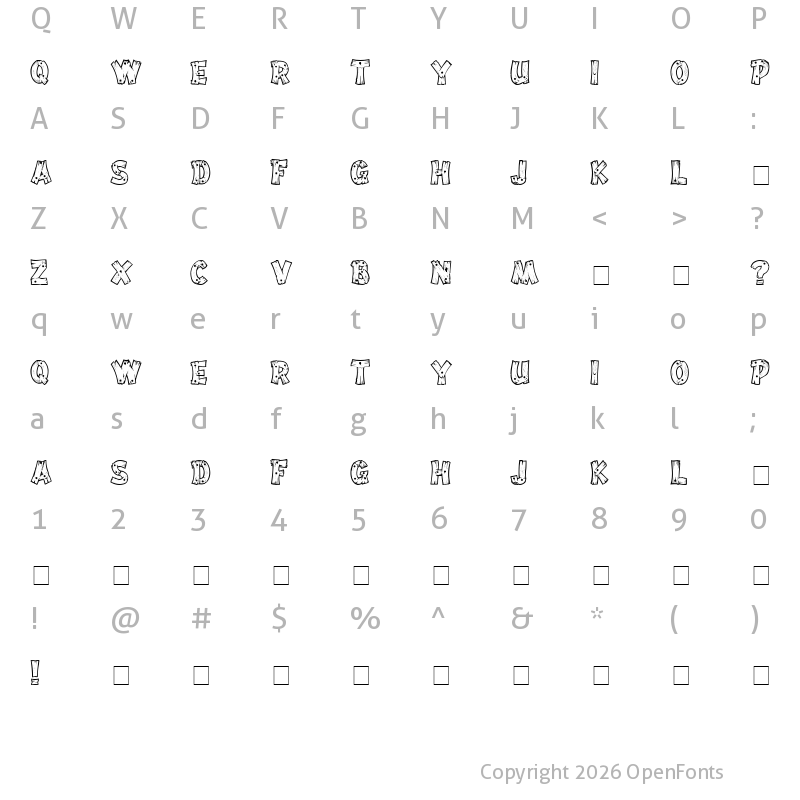 Character Map of Drift Wood Regular