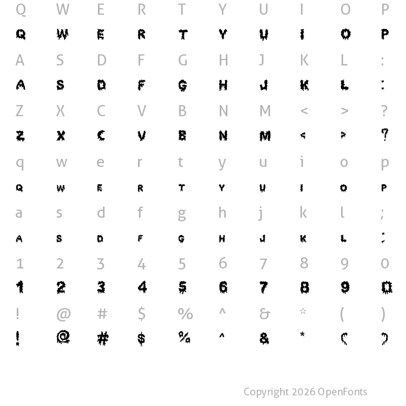 Character Map of Dripping Horror Regular