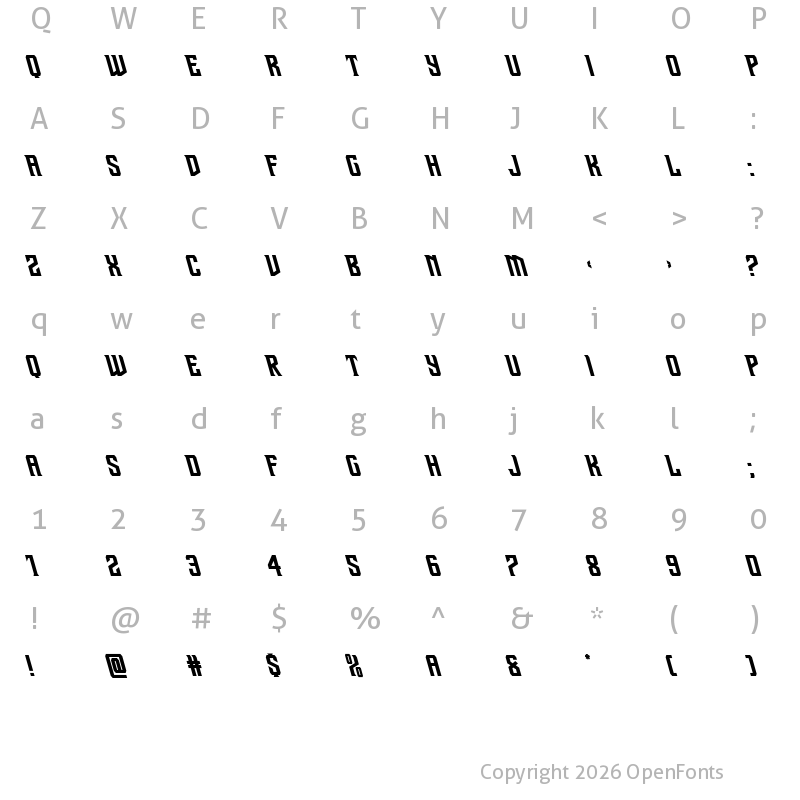 Character Map of Drive Corps Leftalic Regular