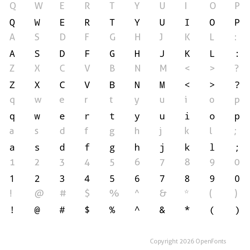 Character Map of Droid Sans Mono Regular