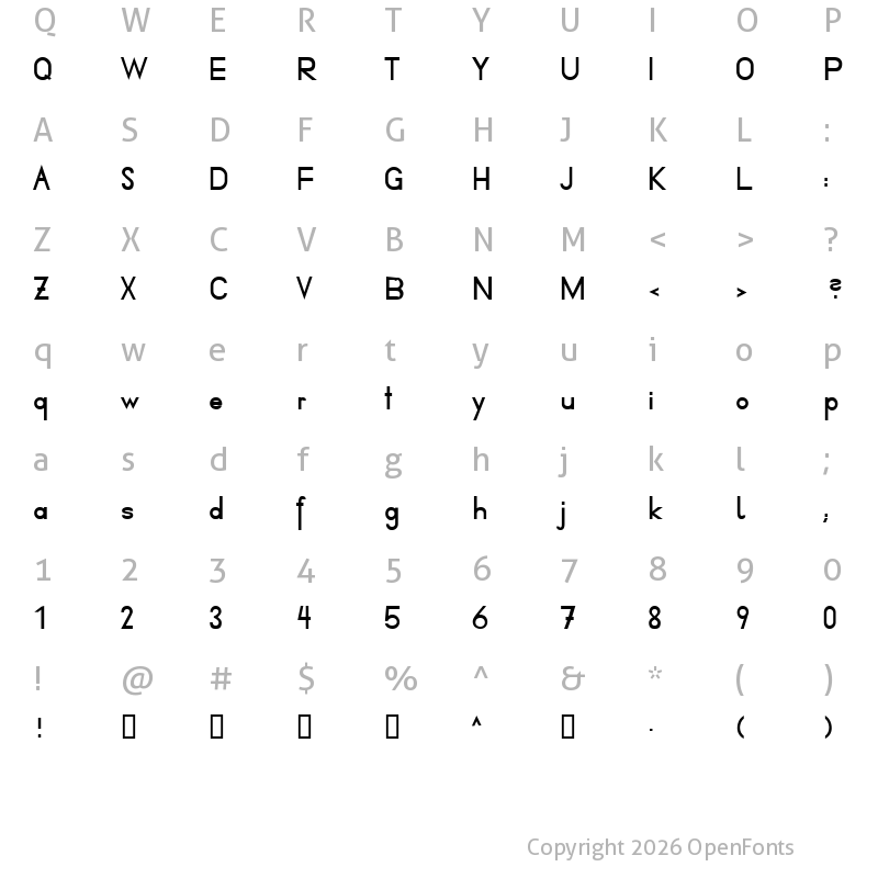 Character Map of Druckschrift95 Regular